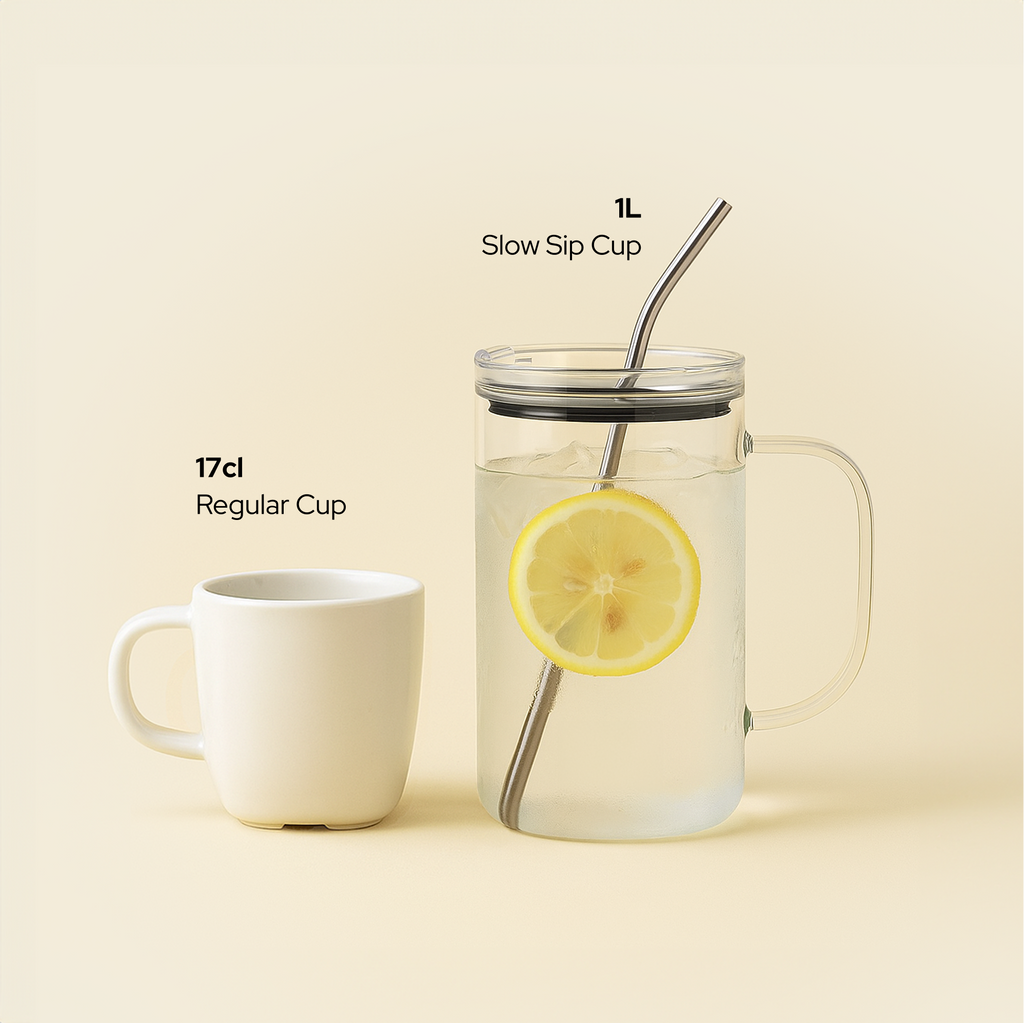 1L Slow Sip Cup with Straw & Lid